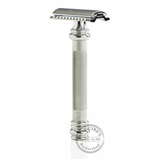 Merkur 38C Barber Pole Double Edge DE Safety Razor Matt Satin Chrome Long Handle