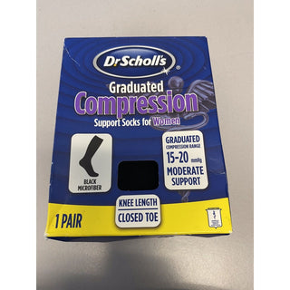 Dr. Scholl's Two Graduated Compression Socks Women Black 15-20mmhg Closed Toe Sz M