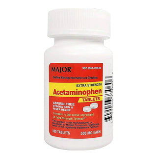 Major Pharmaceuticals Acetaminophen, 500 mg, 100 Tablets