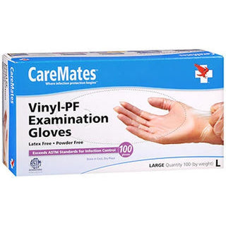 CareMates Vinyl Exam Gloves, Large, 100 Count – Latex-Free & Powder-Free Medical Grade