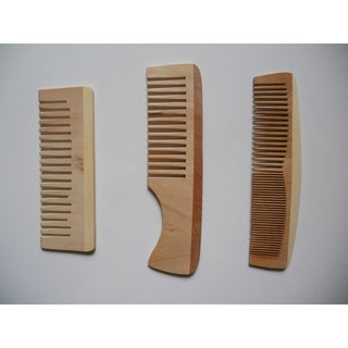 New England Sponge Lot Of 3 "Earthline" Wood Wooden Hair Care Comb Brush Spa Massage