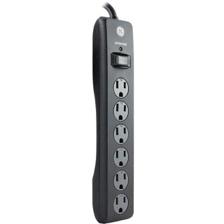 GE 331886 6-Outlet Surge Protector, Black, 6' Cord
