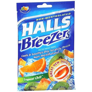 Halls Breezers Throat Drops, Pectin, Tropical Chill