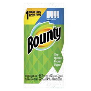 Bounty Paper Towels, Single Plus, Select-A-Size, White, 2-Ply