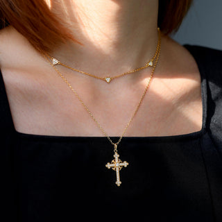 Fleur-de-Lis Radiance Cross Pendant Necklace