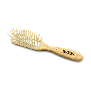 Dural Hair Brush For Styling & Care Rubber Cushion Long Wooden Pins Beech Wood