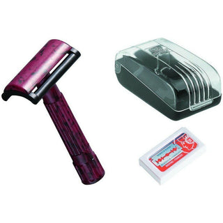 MerkurRazor Safety Razor Bakelite Straight Cut Red / black 45C