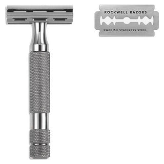 Rockwell Razors 2c Double Edge Safety Razor White Chrome Includes 5 Blades