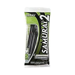Derby Samurai 2 Twin Blade, Disposable Razor, 5 Count