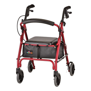 NOVA GetGo Petite Lightweight Folding Rollator Walker, Red