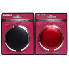 Swissco Mirror 1x/3x Round Compact Black And Red Silver Trim