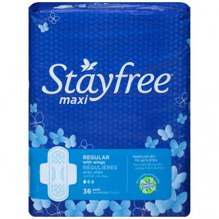 Stayfree Pads, Maxi, Regular, With Wings