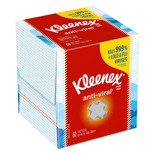 Kleenex Anti Viral Facial Tissues, 1 Cube Box, 60 Total Tissues