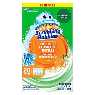 Scrubbing Bubbles Fresh Brush Toilet Cleaning System, Citrus Scent, Flushable Refill Pads