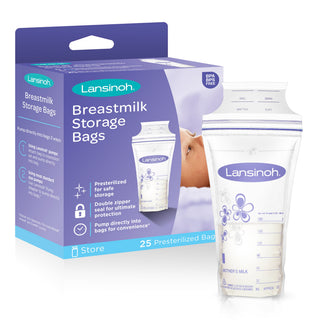 Lansinoh Breastmilk Storage Bags - Pre-Sterilized and Leak-Proof, 25 Count