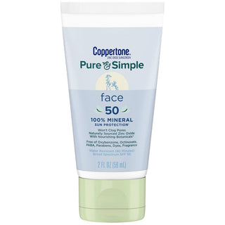 Coppertone Pure & Simple Sunscreen Lotion For Face, SPF 50 - 2 Oz