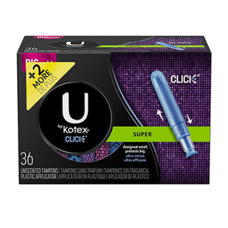 U By Kotex Click Compact Tampons, Plastic Applicator, Super, Unscented