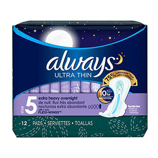 Always Pads, Ultra Thin, Flexi Wings, Extra Heavy Overnight, Size 5