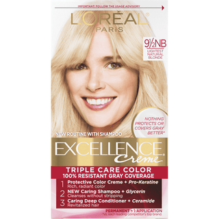 L'Oreal Paris Excellence Créme Permanent Triple Protection Hair Color, 9.5NB Lightest Natural Blonde, 1 Kit