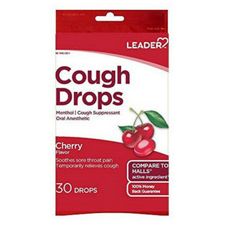 Leader Cherry Flavor Menthol Drops, 30 Per Bag