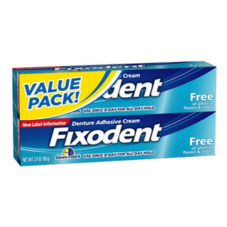 Fixodent Dentures Adhesive Cream Free Twin Pack 2.4 Oz