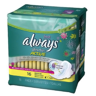 Always Fresh Pads, Ultra Thin, With Flexi-Wings, Regular, Clean Scent, Size 1