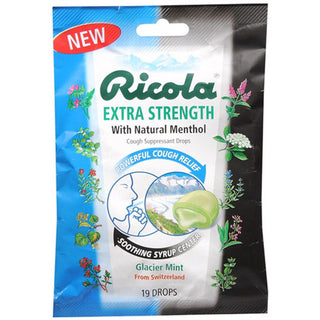 Ricola Extra Strength Cough Suppressant Drops, Glacier Mint, 19 Drops