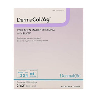 DermaRite® DermaCol™ Ag Collagen Dressing with Silver - 2" x 2"