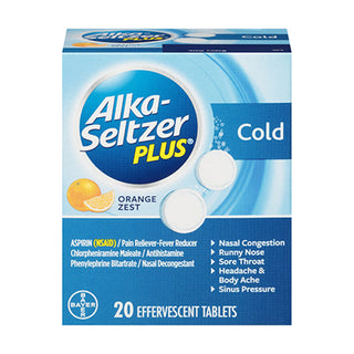 Alka-Seltzer Plus Cold Orange Zest Effervescent Tablets 20 Ct Box