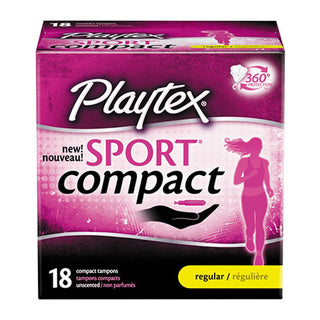 Playtex Sport Regular Absorbency Compact Tampons, 18 Tampons