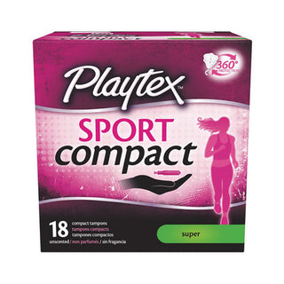 Playtex Sport Super Absorbency Compact Tampons, 18 Tampons