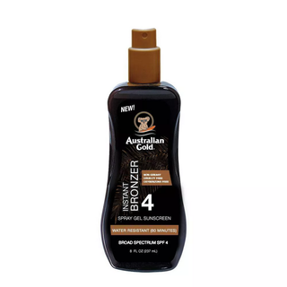 Australian Gold Spray Gel Sunscreen With Instant Bronzer SPF 4, 8 Ounce