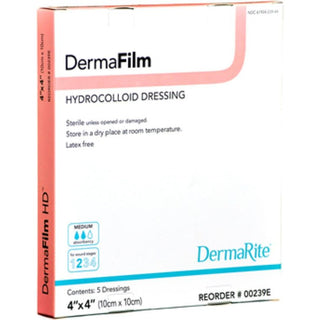 DermaRite Thin Hydrocolloid Dressing Film Backing 4 X 4 Inch Square 00259E, Count Of 1