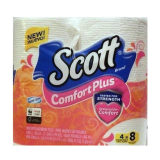 Scott ComfortPlus Toilet Paper, Double Roll, 4 Rolls, Bath Tissue