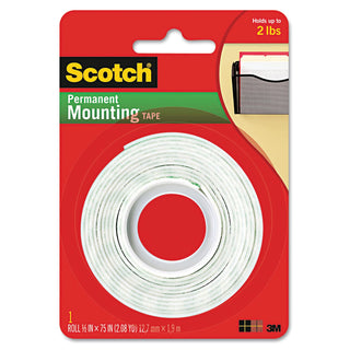 Scotch 3M Foam Permanent Mounting Tape Heavy Duty .5" X 75"