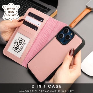Casper Leather iPhone 15 Plus Wallet Case | Detachable MagSafe Compatible RFID Protection