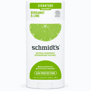 Schmidt's Aluminum Free Natural Deodorant For 24 Hour Odor Protection And Freshness, Bergamot + Lime Vegan, Certified Cruelty Free, 3.25 Oz