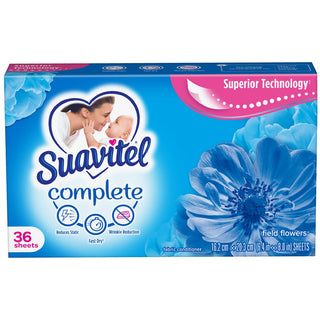 Suavitel Complete Dryer Sheets, Field Flowers Scent, 36 Count