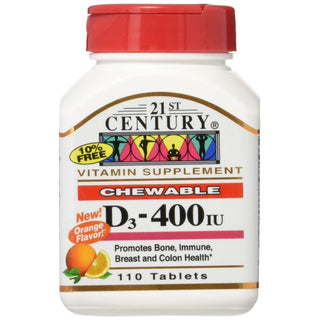 21st Century Vitamin D3, Chewable, Orange, 100 Mcg (400 IU), 110 Tablets