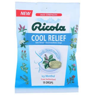 Ricola Throat Drops, Sore, Cool Relief, Max Strength, Icy Menthol
