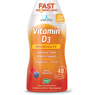 Wellesse Vitamin D3 1000 IU Liquid Natural Berry Flavor - 16 Oz