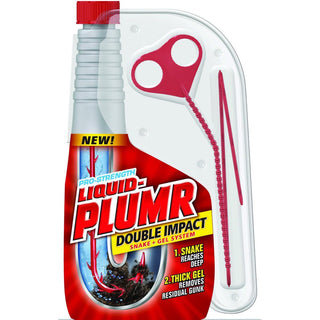 Liquid-Plumr Clorox Double Impact Clog Destroyer, Pro-Strength, 23 Inch Snake + Gel System