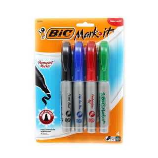 BIC Mark It 4ct Asst. Chisel Tip Permanent Marker