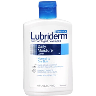 Lubriderm Daily Moisture Hydrating Body And Hand Lotion To Help Moisturize Dry Skin With Pro-Vitamin B5 For Healthy-Looking Skin, Non-Greasy, 6 Fl. Oz