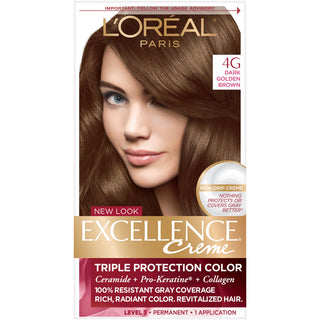 L'Oreal Paris Excellence Triple Protection Color Creme, Level 3 Permanent, Dark Golden Brown 4 G