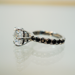 3.5ct Round Cut Moissanite Double Halo Engagement Ring