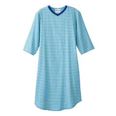 Silvert s Senior Men's Adaptive Open Back Flannel Nightgown Green Plaid