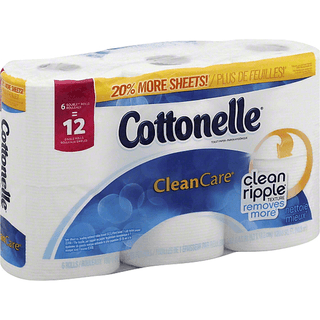 Cottonelle Clean Care Double Roll Toilet Paper, Bath Tissue, 6 Rolls