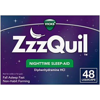 ZzzQuil Nighttime Sleep Aid LiquiCaps, 25 mg Diphenhydramine HCl 48 Count