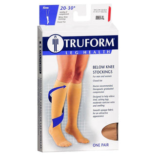 Truform Unisex Firm Closed Toe Below Knee Stockings XL, Beige